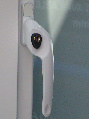 White cranked handle