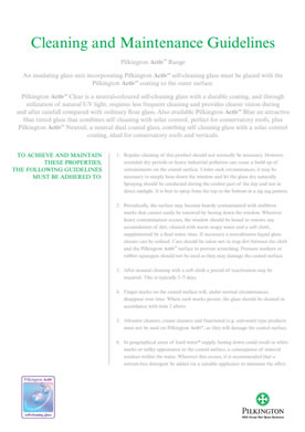 Pilkington Activ™ Maintaining self-cleaning windows - 2 Page Hand Out