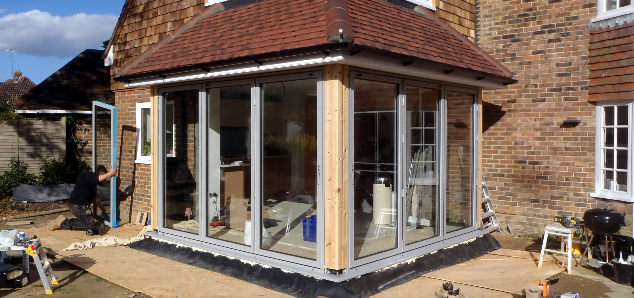 Aluminium bifold doors installation
